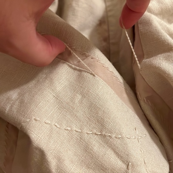 Elie Tahari Beige Linen Cotton Blend Embroidered Cropped Jacket - Picture 14 of 14